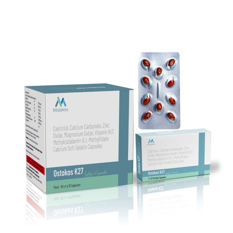 CALCIUM CARBONATE 500MG , CALCITRIOL 0.25MCG, ZINC SULPHATE 7.5MG, MAGNESIUM SULPHATE 50MG, METHYLCOBALAMIN 1500MCG, VITAMIN K2 7 & L-METHYL FOLATE 800MCG SOFTGEL CAP