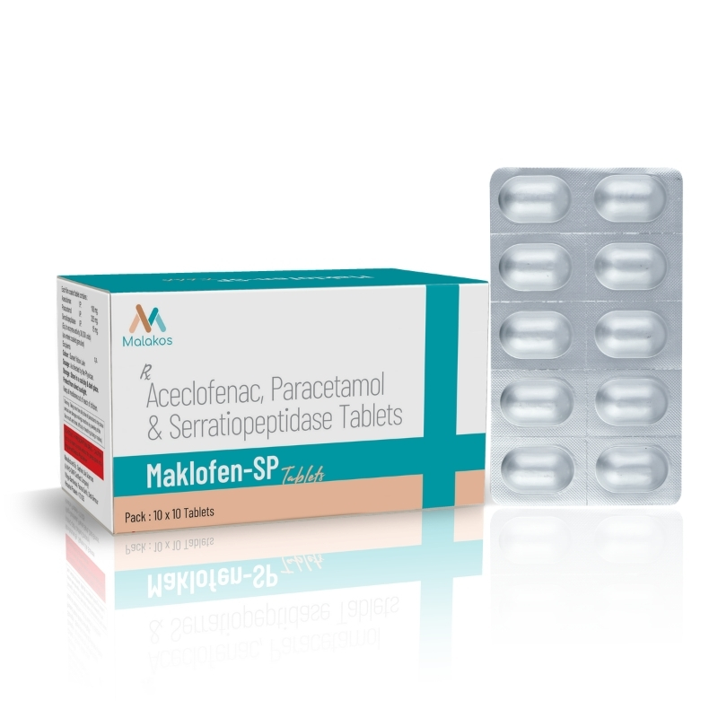 ACECLOFENAC 100MG+ PARACETAMOL 325MG +SERRATIOPEPTIDASE 15MG