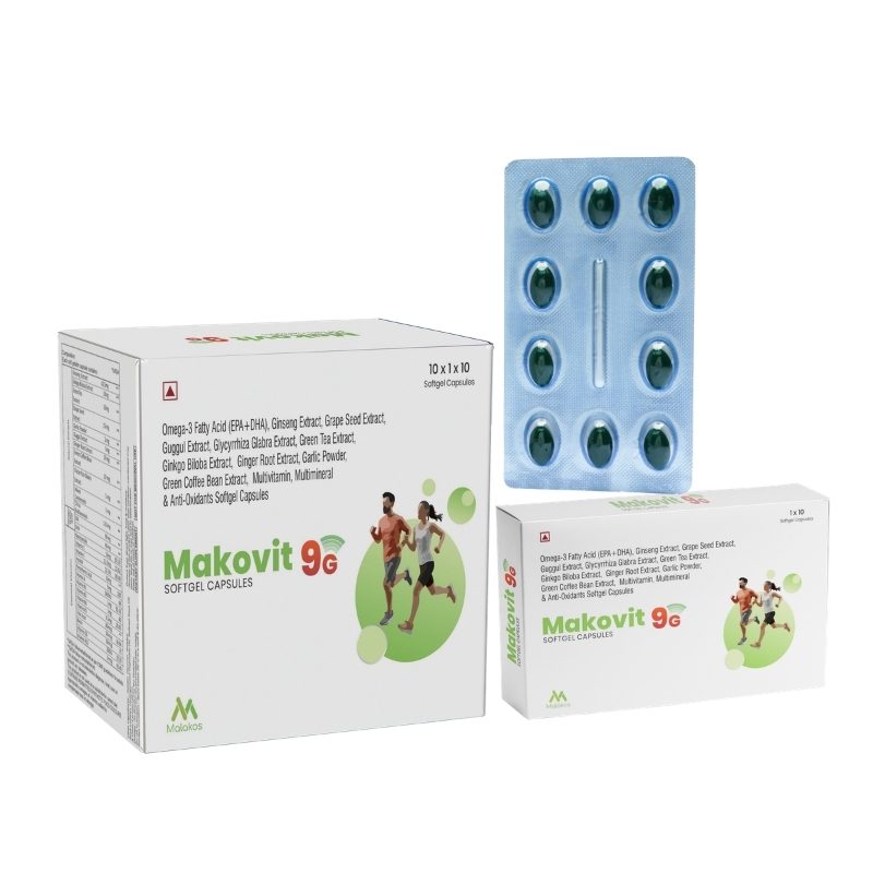 OMEGA-3FATTY ACID (EPA-DHA),GINSENG EXTRACT POWDER,GRAPE SEED EXTRACT,GUGGUL EXTRACT,GLYCYRRHIZA GLABRA EXTRACT,GREEN TEA EXTRACT,GINKGO BILOBA POWDER ,GINGER EXTRACT,GARLIC EXTRACT,GREEN COFFEE BEAN EXTRACT,MULTIVITAMIN,MULTIMINERAL & ANTIOXIDANT ( SOFT GEL CAP )